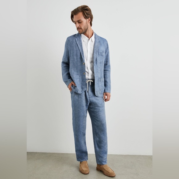 Rails Mercer Linen Dress Pants in Blue Mirage - Picture 4 of 6